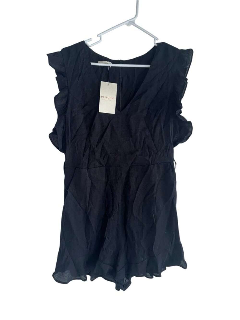 NWT EE:Some Black Ruffle Gauze Romper Sz M NO Belt Witchy Whimsygoth